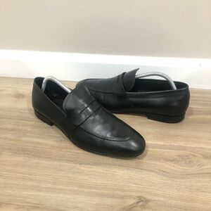 SALVATORE FERRAGAMO Studio Mens Black Leather Penny Loafers Size 8.5 D